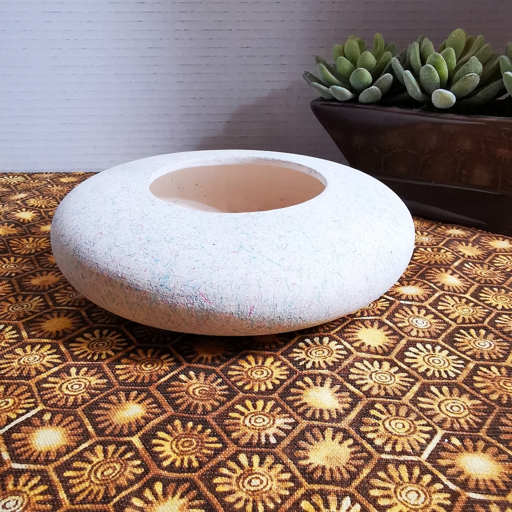 Vintage Round Ceramic Disc Shape Vase